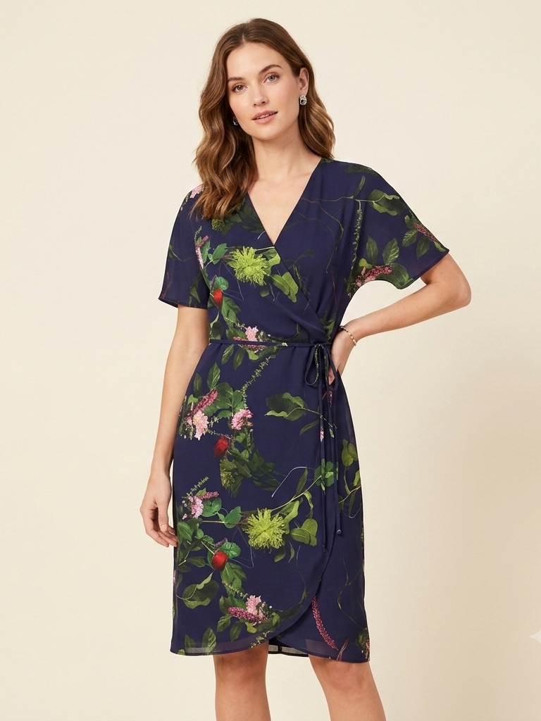 Aritzia Babaton Nwot Wallace Wrap Floral Dress Sz-Xs Botanical Whimsical